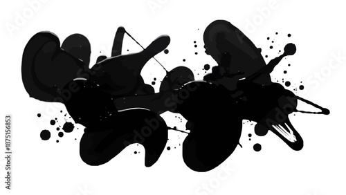 Abstract Black Ink Blot and Liquid Blob Silhouette Set