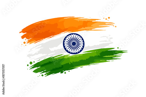 Creative watercolor tricolor brush strokes of the Indian flag for artistic and patriotic designs