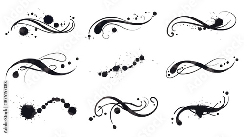 Glossy Black Oil Splash Top and Bottom Border