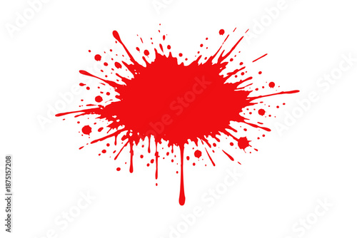 Abstract grungy red paint spill serves as the background