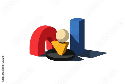 A dramatic interplay of light and shadow on an abstract geometric sculpture