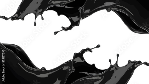 Black Glossy Oil Drip and Splash Border Design