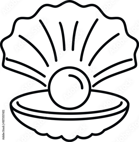 Pearl in opened seashell representing ocean treasure and natural beauty