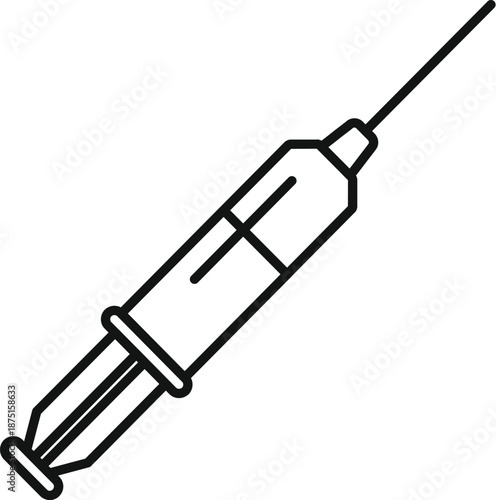 Syringe with needle containing liquid medicine for vaccination or medical procedure