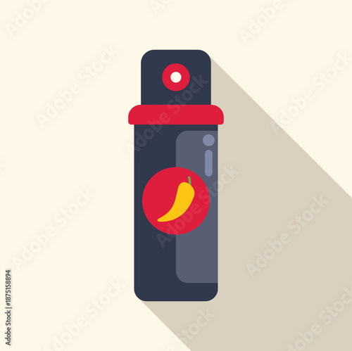 Pepper spray canister with a chili pepper icon representing personal safety and protection