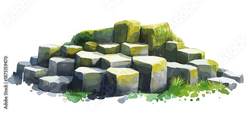 Giants Causeway. Giants Causeway watercolor vector illustration