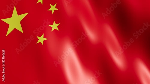 China National Flag Red with Five Stars Waving