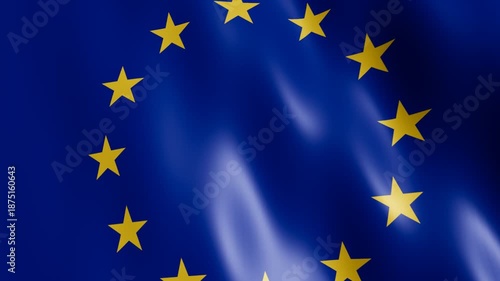 European Union Flag Waving Blue with Gold Stars
