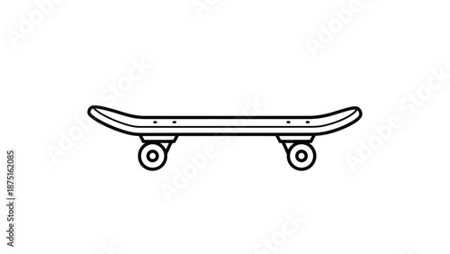 a simple line drawing of a skateboard with wheels