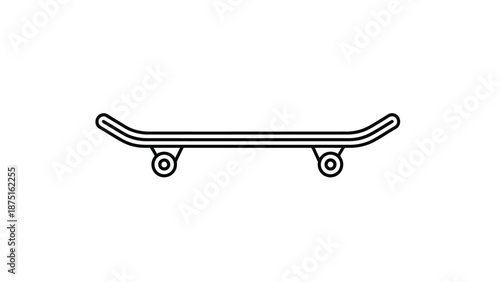 a simple line drawing of a skateboard with wheels