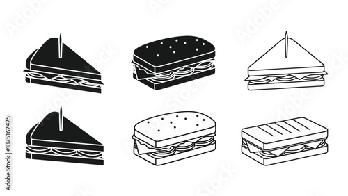 a set of six different types of sandwiches