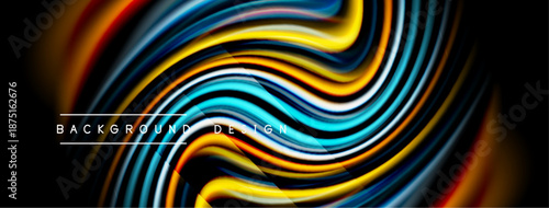 Abstract flowing lines create vibrant wave pattern. Colors blend, forming dynamic background design. Smooth gradients suggest movement, depth.
