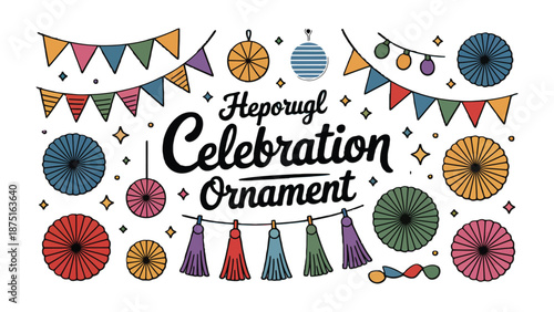 Festive Ornament: A vibrant array of celebratory ornaments adorns the scene, ready to add a touch of joy and festivity to any occasion.