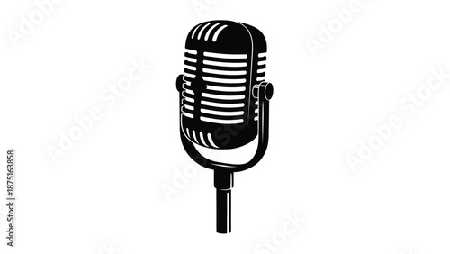 a black and white image of a vintage microphone