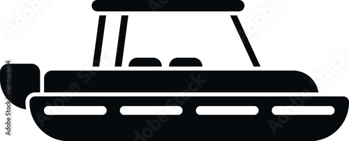 Motorboat silhouette graphic showing water transport and recreation activity