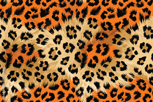 Vibrant African leopard pattern print showcasing animal fur and skin texture in an abstract design