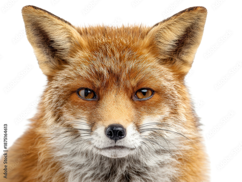 Fototapeta premium Red Fox Portrait on White Background