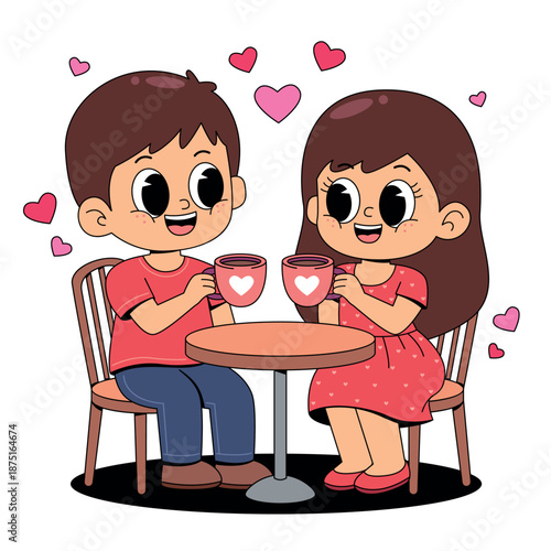 Cute Couple Sharing a Romantic Coffee Date