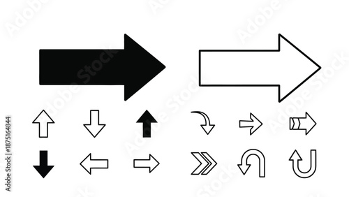 a collection of various black and white arrow icons