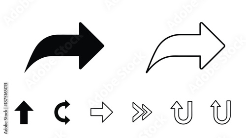 a collection of various arrow icons in black and white