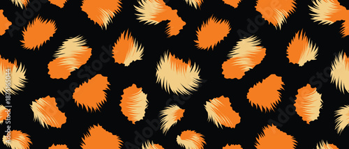Abstract African leopard print pattern featuring animal fur and skin texture on a black background