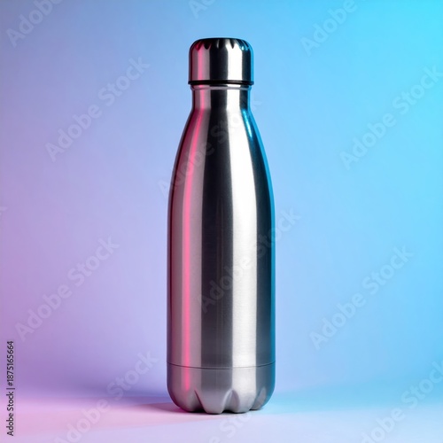 Sleek Stainless Steel Water Bottle on Gradient Background