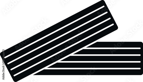 Black and white graphic icon showing unwrapped chewing gum sticks