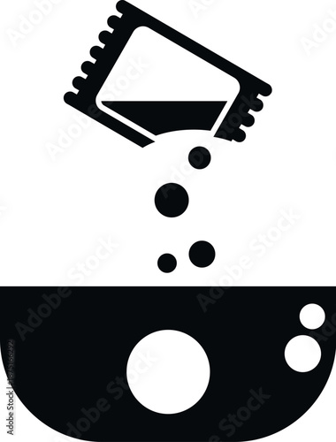 Packet pouring soluble powder into a preparing liquid in a cup