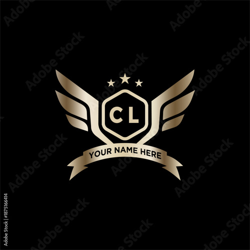 CL Initials Eagle Logo Icon Education Stock Vector