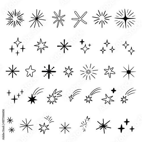 a collection of various starburst and sparkle graphics in black