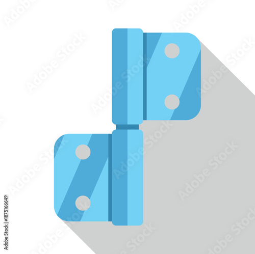 Blue open door hinge providing a connection between surfaces