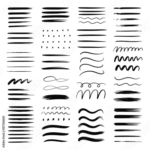 a collection of various black lines and strokes on a white background