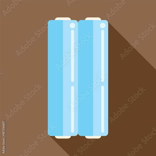 Two blue cylindrical batteries generating energy with a flat design style
