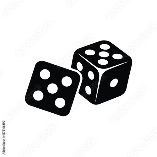 black dice on a white background for games or chance