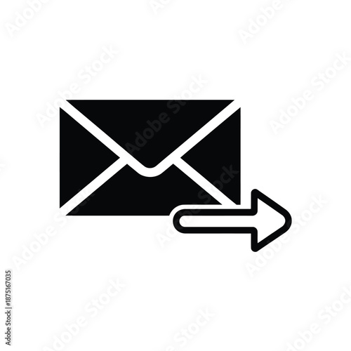 a black and white icon of an envelope with an arrow