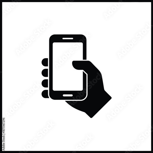 a hand holding a smartphone device in black and white