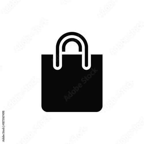 a black shopping bag with a handle on a white background