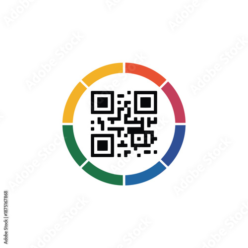 Multicolor qr code with circular rainbow segments