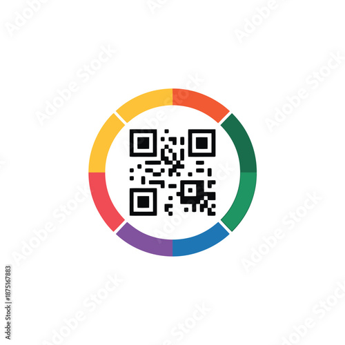 a colorful qr code on a white background with rainbow colors