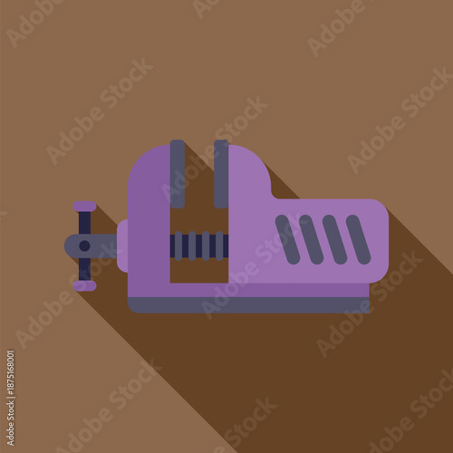 Purple bench vise icon showing a clamping tool with a long shadow