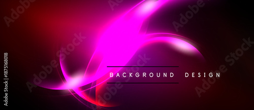 Abstract neon glow. Dynamic curves, vibrant pinks, deep reds create modern background design. Dramatic lighting, sleek presentation.