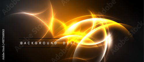 Abstract golden lines swirl, creating dynamic energy. Dark background emphasizes bright illumination, modern design element.