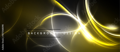 Abstract golden lines over dark background. Elegant design with bright curves, creating dynamic visual effect. Modern, stylish presentation.