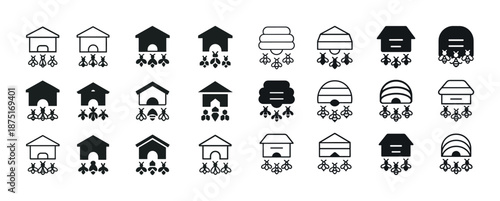 Variety of beehive icons in different shapes and styles