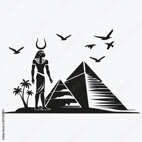 Egypt travel concept logo sketch illustration vector