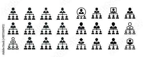 Collection of diverse hierarchy icons in minimalist style