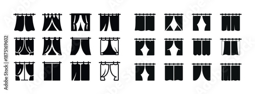 Collection of silhouetted curtain designs in various styles and patterns