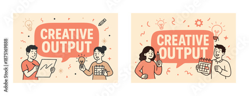 Male and female adults collaborating on creative projects