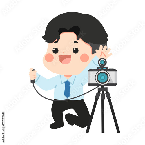 Illustration of a Man with a Camera