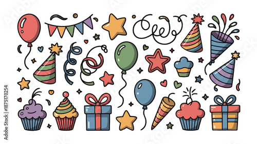 Celebratory Clutter: A vibrant array of festive elements and decorations for the perfect party experience.